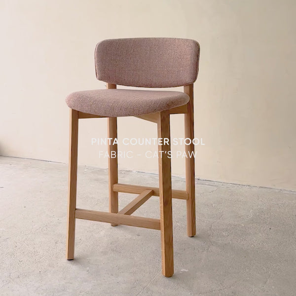 Pinta Fabric Counter Stool | Oak Frame - Cat's Paw