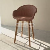 Avril Counter Stool | Teak Frame - Dusty Coral