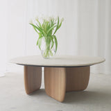 Eden Coffee Table | Travertine Top with Oak Base