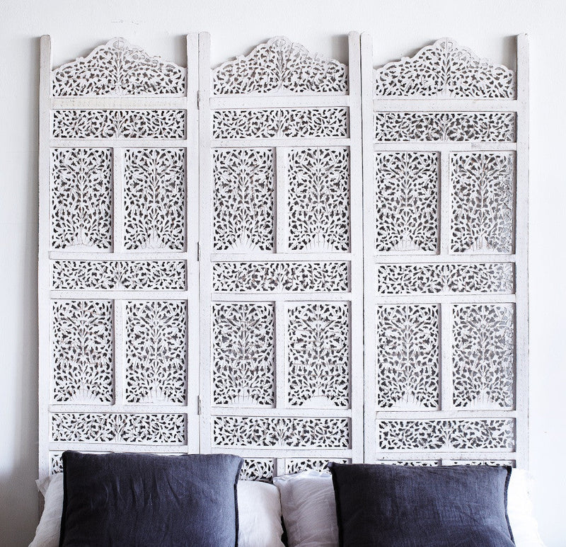 Floral Room Divider | White 3 Panel - Originals Furniture