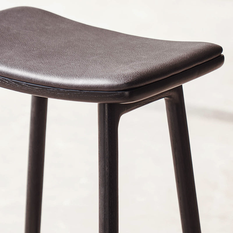 Odd Leather Counter Stool | Black Frame - Coal