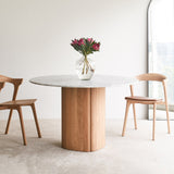Sketch Tathra Round Dining Table - Oak Base with Marble Top