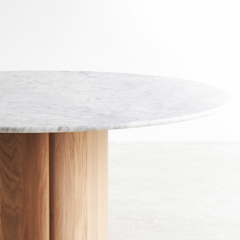 Sketch Tathra Round Dining Table - Oak Base with Marble Top