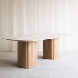 Tathra Dining Table | Travertine with Oak Base (220cm)