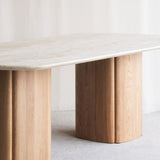 Tathra Dining Table | Travertine with Oak Base (220cm)