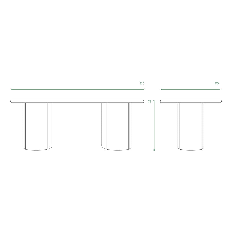 Tathra Dining Table | Travertine with Oak Base (220cm)