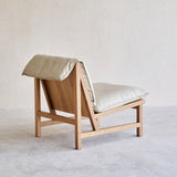 Cantaloupe Leather Armchair with Oak Frame in Limestone