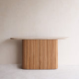 Gion Console | Travertine with Oak Base (140cm)