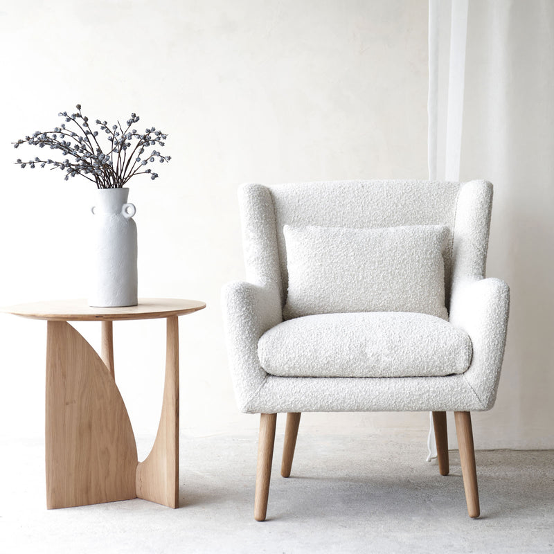 Nelly Fabric Armchair with Geometric Side Table