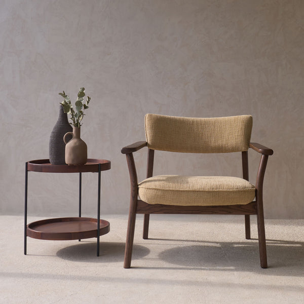 Poise Fabric Armchair | Espresso Oak Frame - Toffee