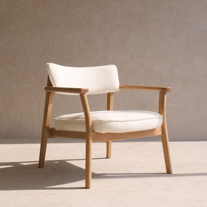 Poise Fabric Armchair | Oak Frame - Panna Cotta