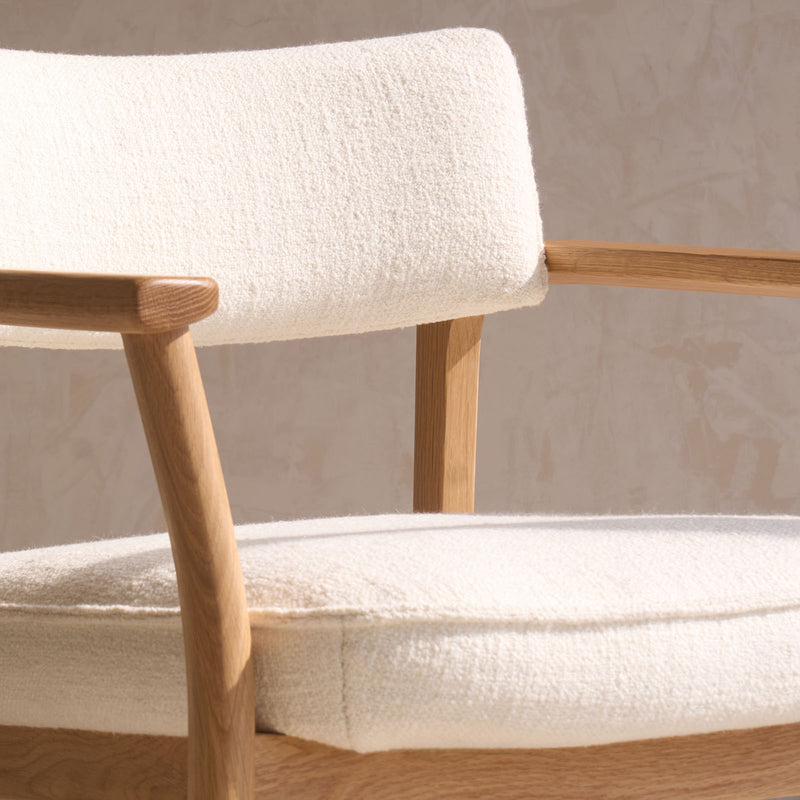 Poise Fabric Armchair | Oak Frame - Panna Cotta