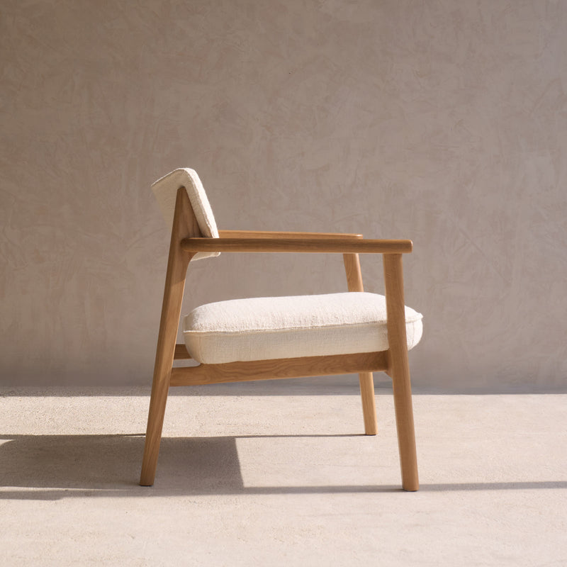 Poise Fabric Armchair | Oak Frame - Panna Cotta