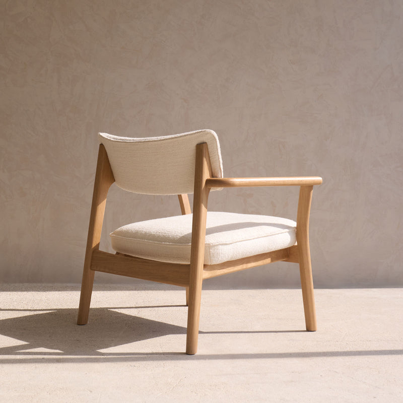Poise Fabric Armchair | Oak Frame - Panna Cotta