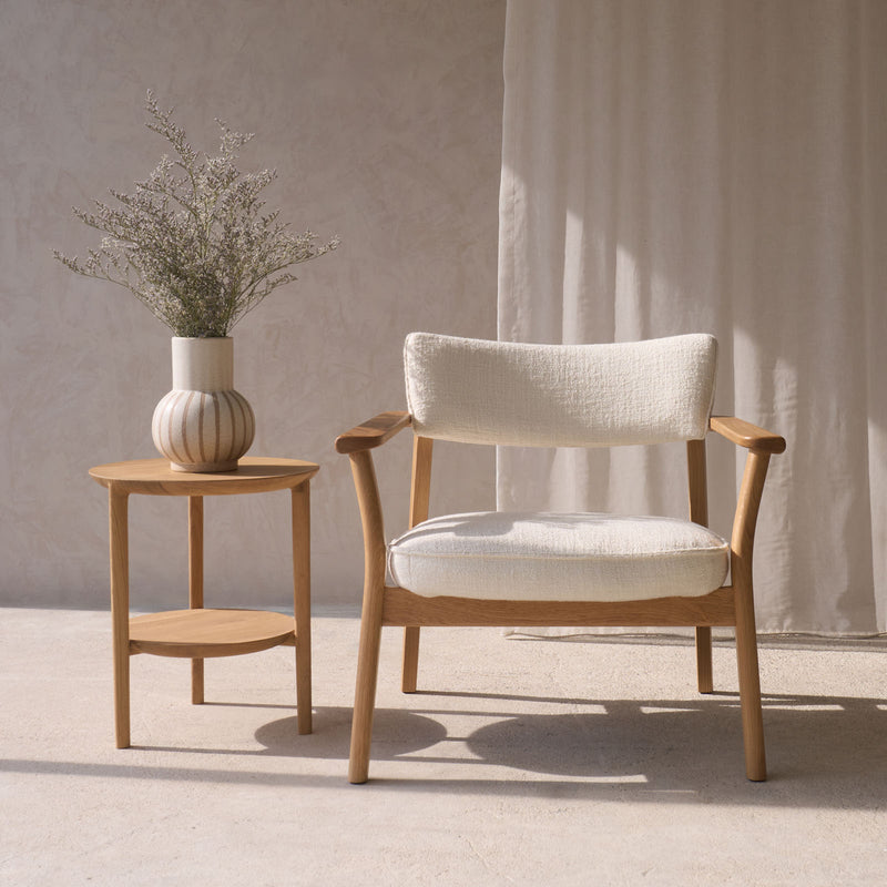 Poise Fabric Armchair | Oak Frame - Panna Cotta