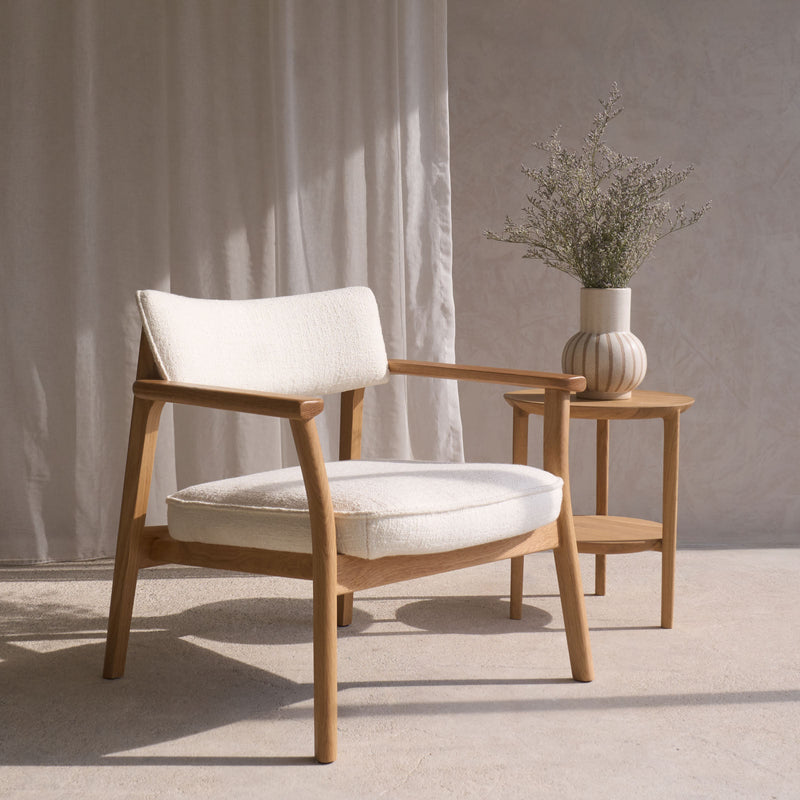 Poise Fabric Armchair | Oak Frame - Panna Cotta