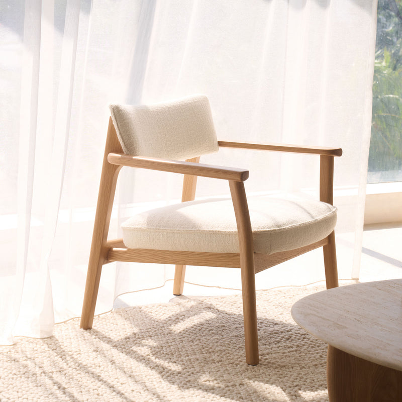 Poise Fabric Armchair | Oak Frame - Panna Cotta