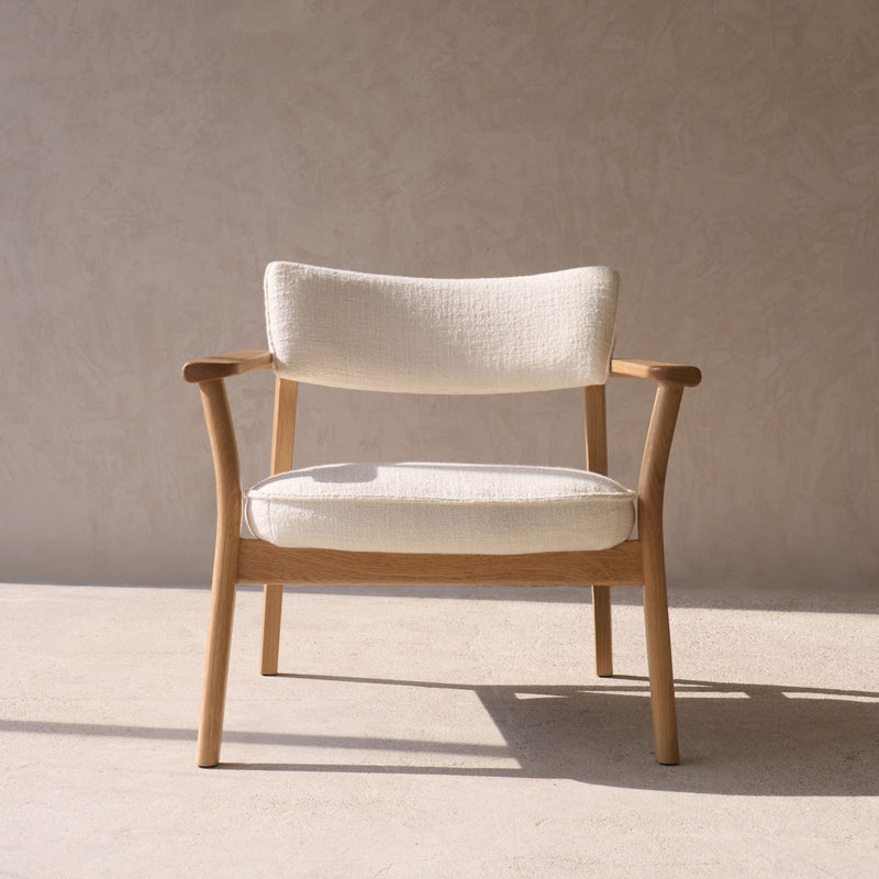 Poise Fabric Armchair | Oak Frame - Panna Cotta