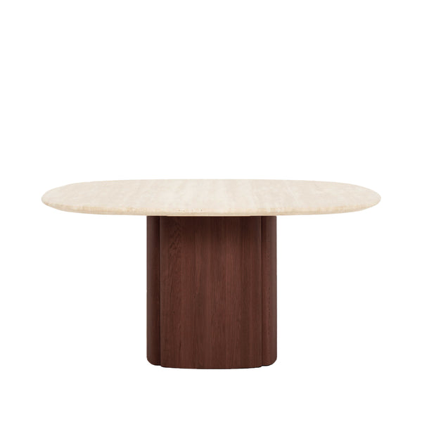 Tathra Squircle Dining Table | Travertine with Walnut Base (135cm)