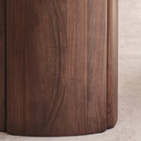Tathra Round Dining Table | Travertine with Walnut Base