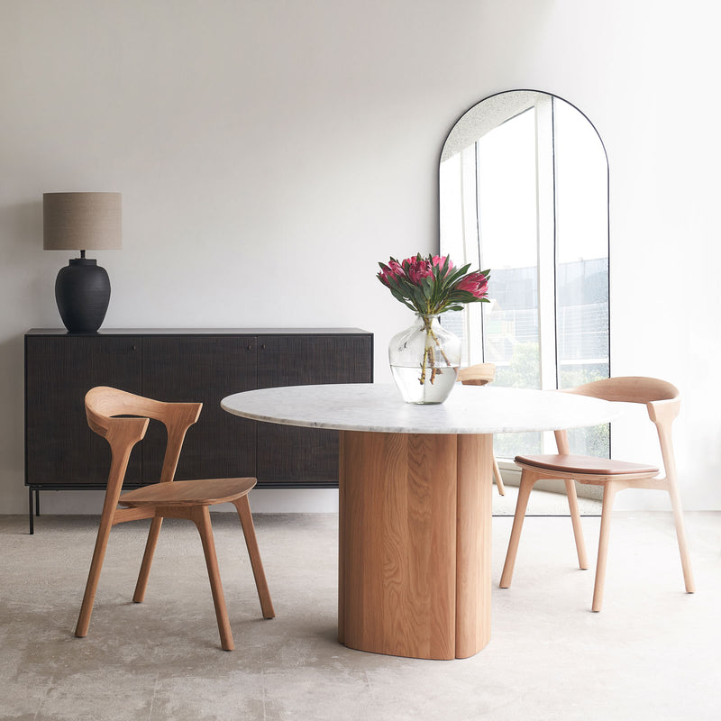 Tathra Round Dining Table | Marble with Oak Base