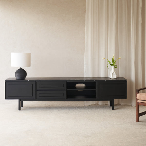 Yorke Oak TV Console | Black Stained Oak