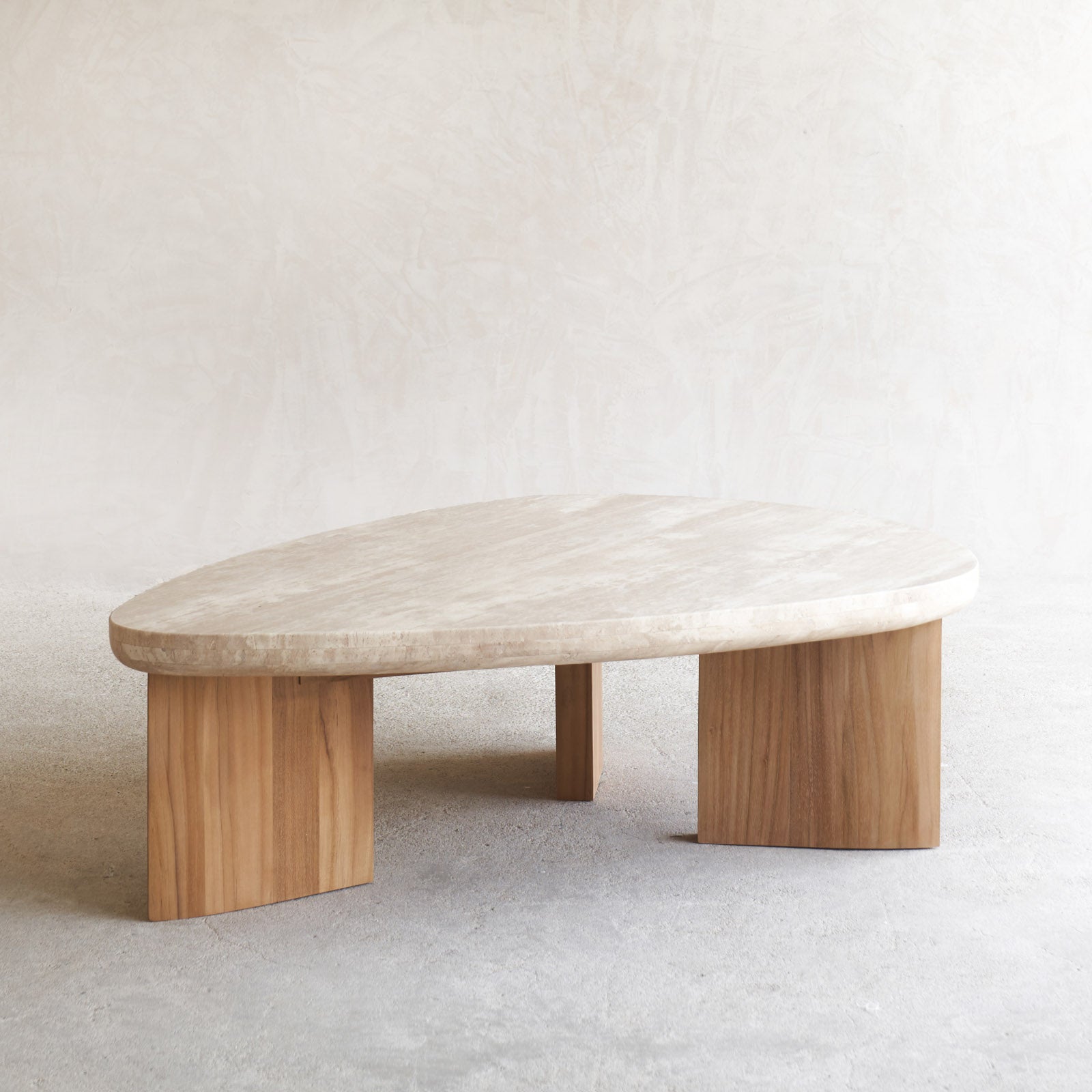 Dune Travertine Coffee Table | Teak (120cm) – Originals Furniture