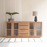 Ledge Sideboard with Glass Doors and 4 Drawers