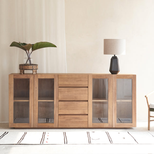 Ledge Sideboard | Teak with Glass Doors (200cm)