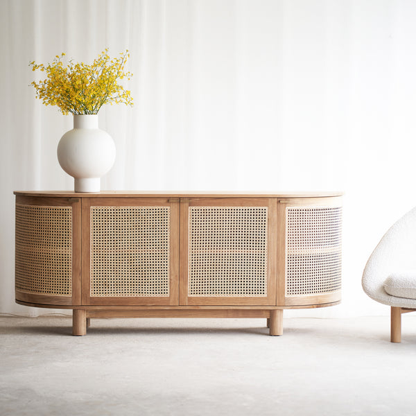 Luna Rattan Sideboard | Teak - Natural (200cm)