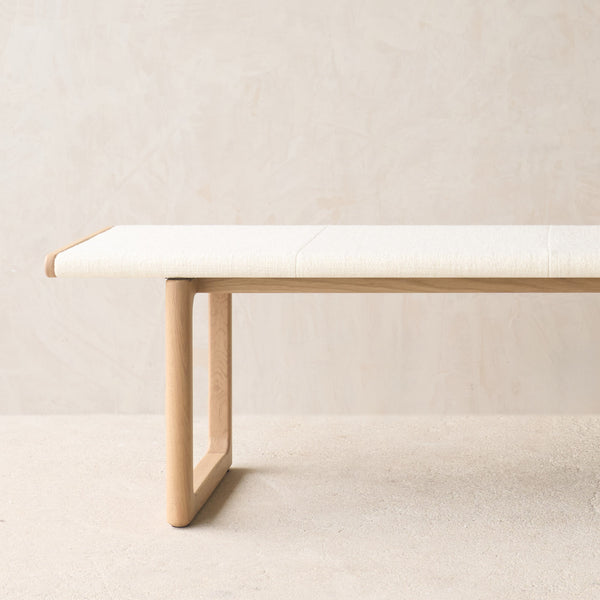 Hover Fabric Bench | Blonde Oak Frame - Panna Cotta (170cm)