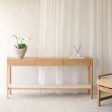 Nell Console | Travertine with Blonde Oak Frame - Originals Furniture