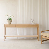 Nell Console | Travertine with Blonde Oak Frame - Originals Furniture