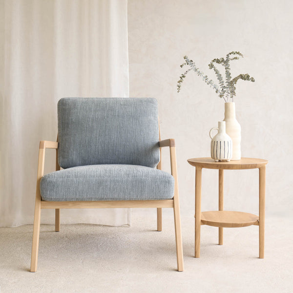 Nysse Fabric Armchair | Oak Frame - Gunmetal - Originals Furniture