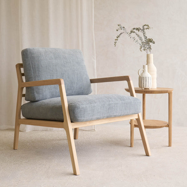 Nysse Fabric Armchair | Oak Frame - Gunmetal - Originals Furniture
