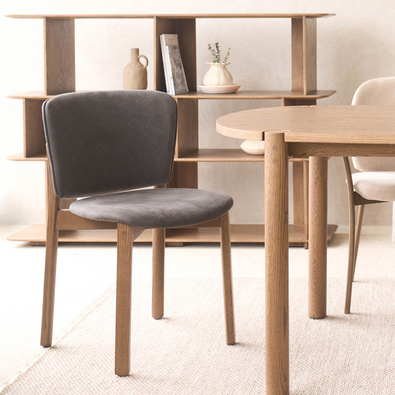 Pinta Fabric Dining Chair | Latte Oak Frame - Militaire