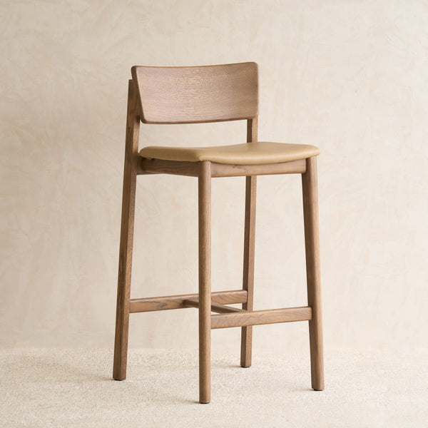 Poise Leather Counter Stool | Latte Oak Frame - Arena - Originals Furniture