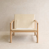 Troubadour Fabric Armchair | Blonde Oak Frame - Oyster