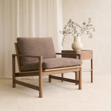 Troubadour Fabric Armchair | Latte Oak Frame - Rich Earth