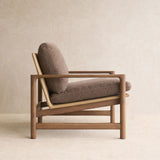 Troubadour Fabric Armchair | Latte Oak Frame - Rich Earth