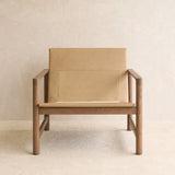 Troubadour Fabric Armchair | Latte Oak Frame - Rich Earth