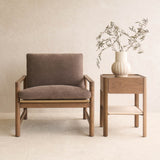 Troubadour Fabric Armchair | Latte Oak Frame - Rich Earth
