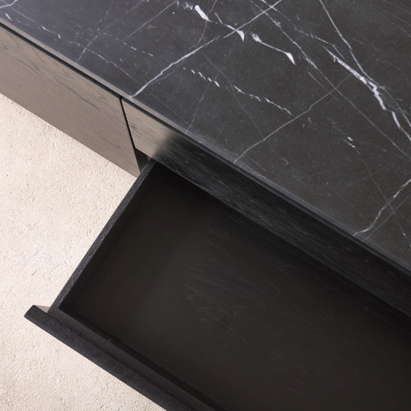 Kami TV Console | Nero Marble with Black Oak Frame (220cm)