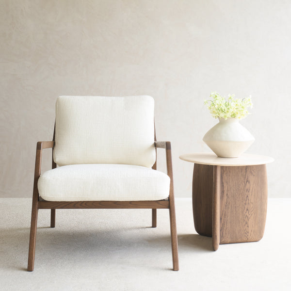 Nysse Fabric Armchair | Latte Oak Frame - Panna Cotta