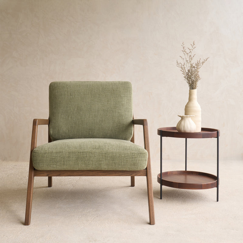 Nysse Fabric Armchair | Latte Oak Frame - Glen