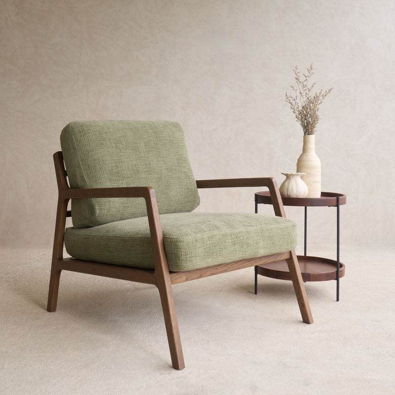 Nysse Fabric Armchair | Latte Oak Frame - Glen
