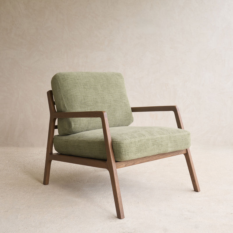 Nysse Fabric Armchair | Latte Oak Frame - Glen