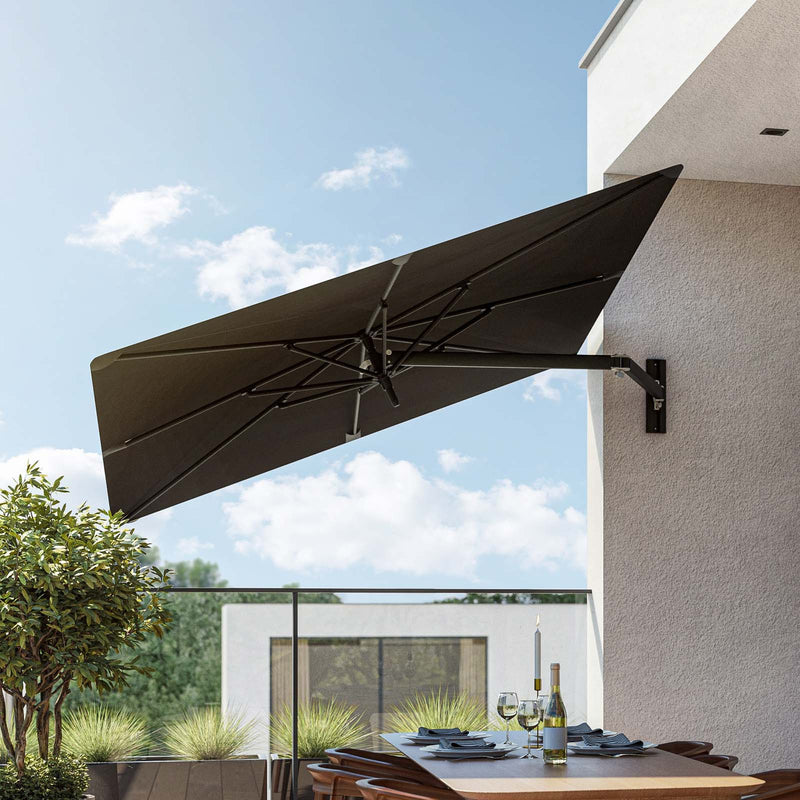 Paraflex UX Wall-Mounted Umbrella | Full Black (2.3m)