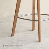 Avril Counter Stool | Teak Frame - Dusty Green