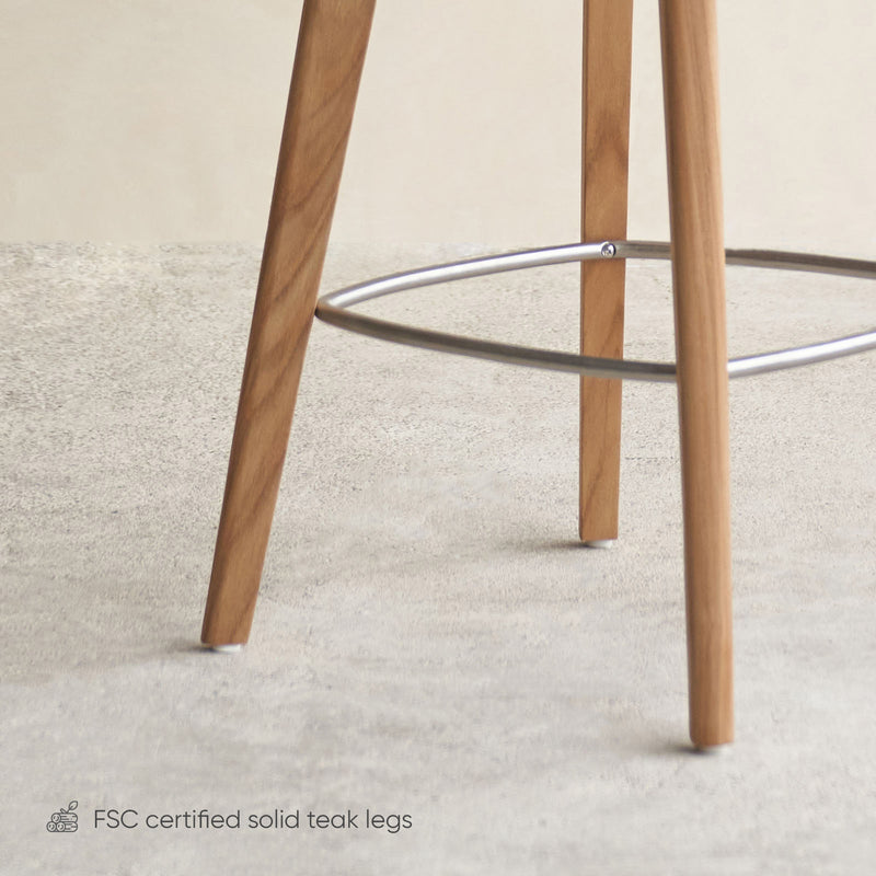 Avril Counter Stool | Teak Frame - Dusty Green